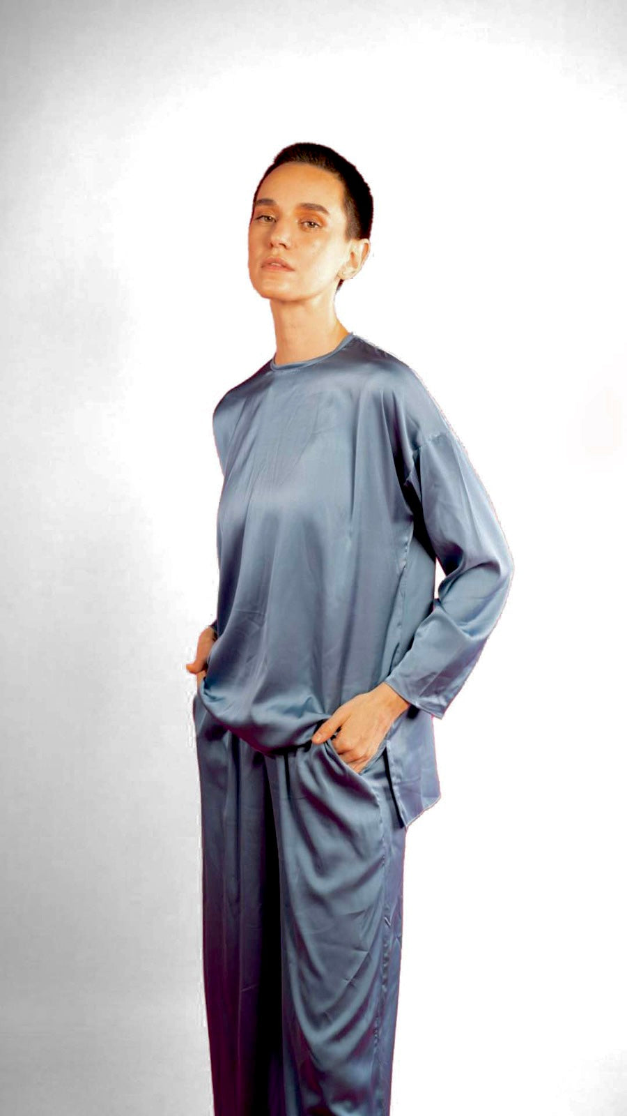 Blue Satin Pants