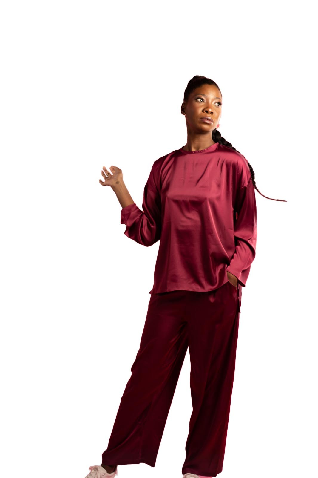 Burgundy Satin Pants