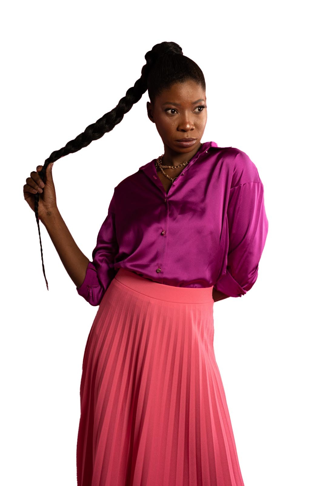 Purple Satin Chemise with Button Crave