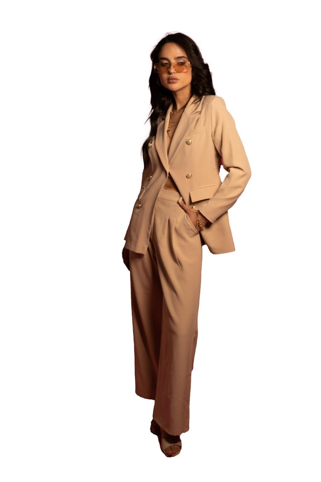 Beige Wide-Leg Crave Pants