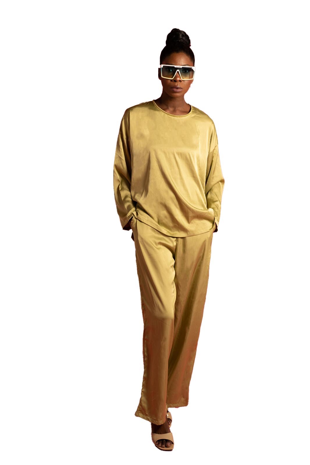 Apple Green Satin Pants