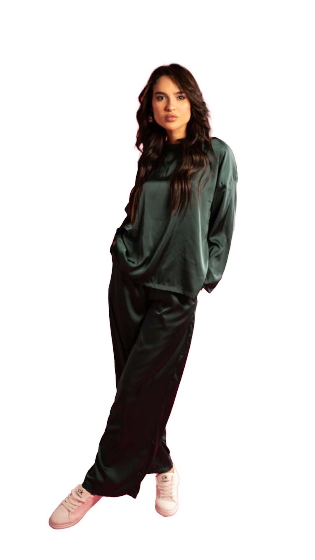Green Satin Pants