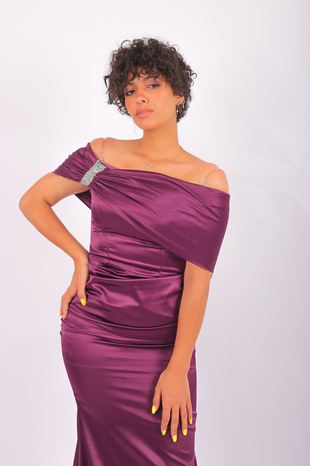Natalia Satin Extension Soiree Dress