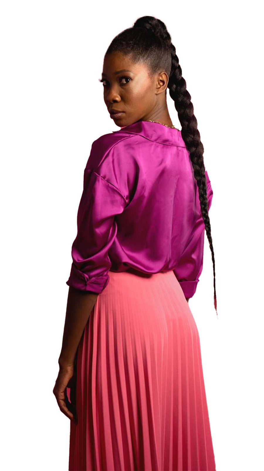 Purple Satin Chemise with Button Crave