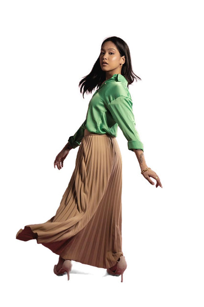 Beige Pleats Skirt Crave