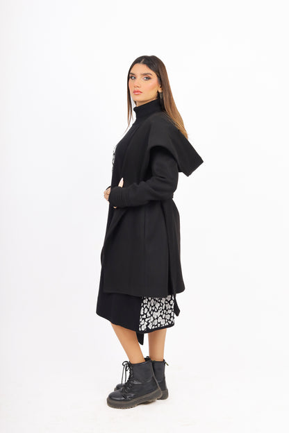 Black Fantazia Coat with Hood