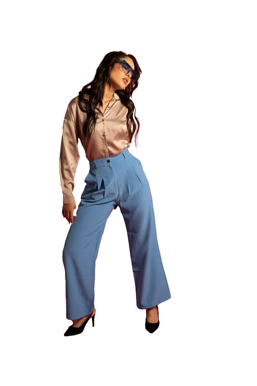 Blue Wide-Leg Crave Pants