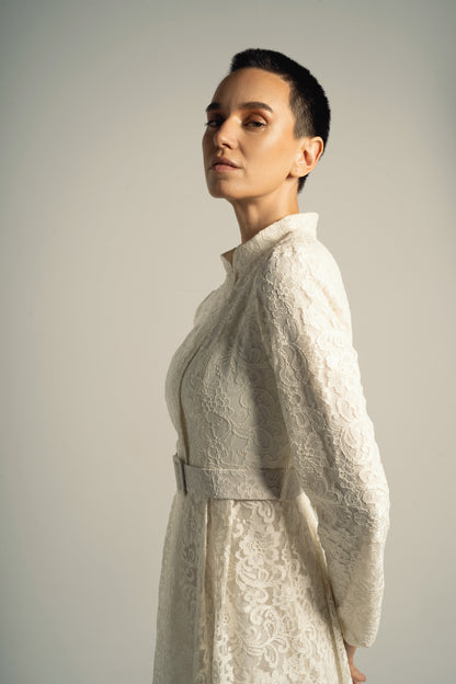 White Lace Long Soiree Dress