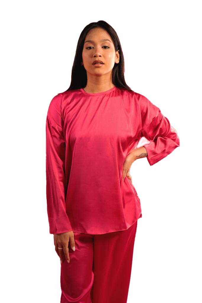 Fuschia Satin Top