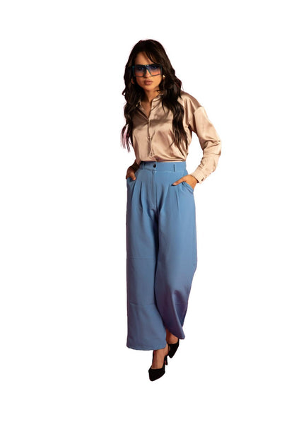 Blue Wide-Leg Crave Pants