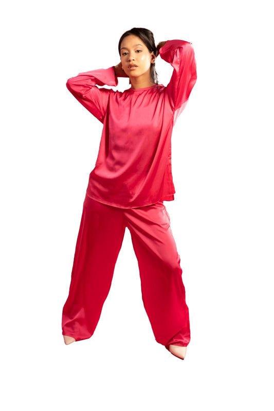 Fuschia Satin Pants