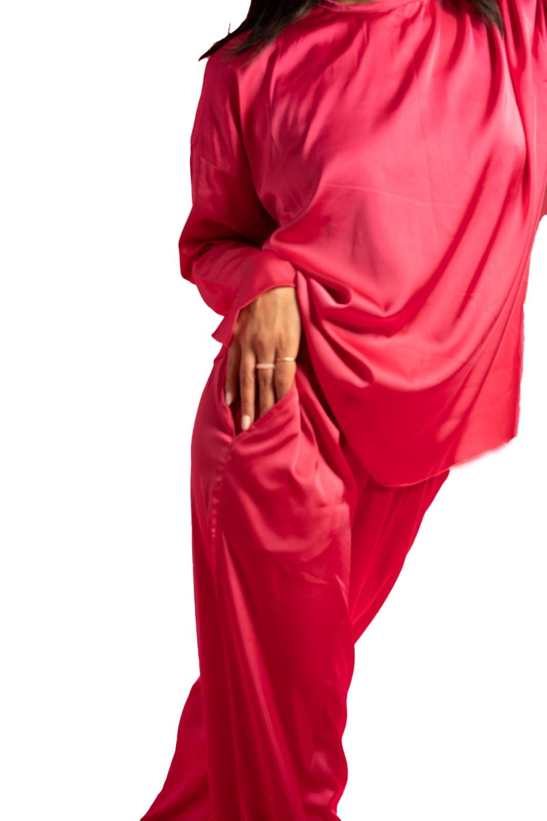 Fuschia Satin Pants