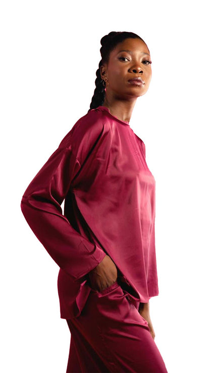 Burgundy Satin Top