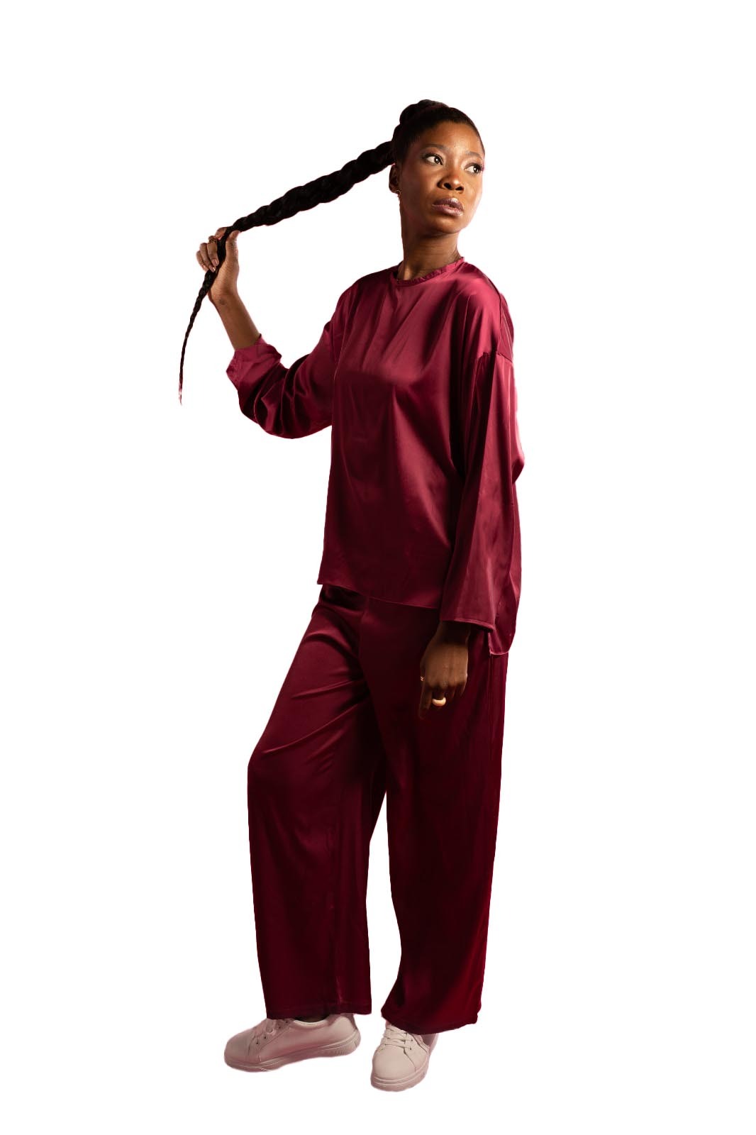 Burgundy Satin Pants