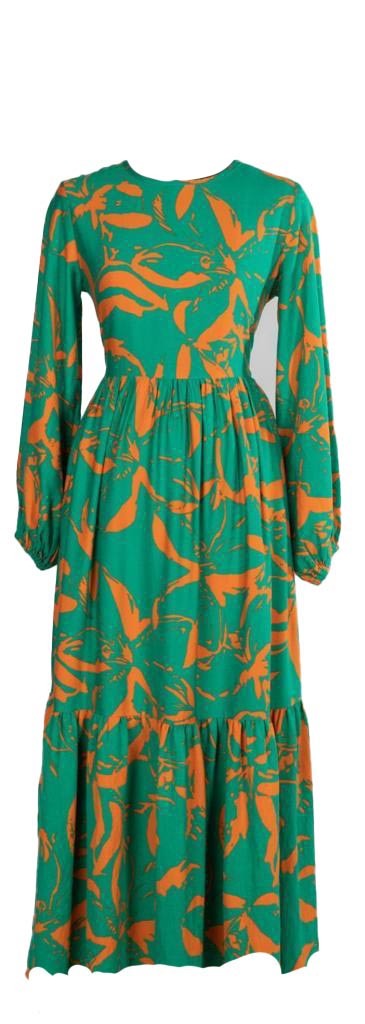 Cotton Summer Dress - OrangexGreen