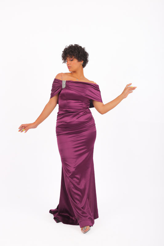 Natalia Satin Extension Soiree Dress