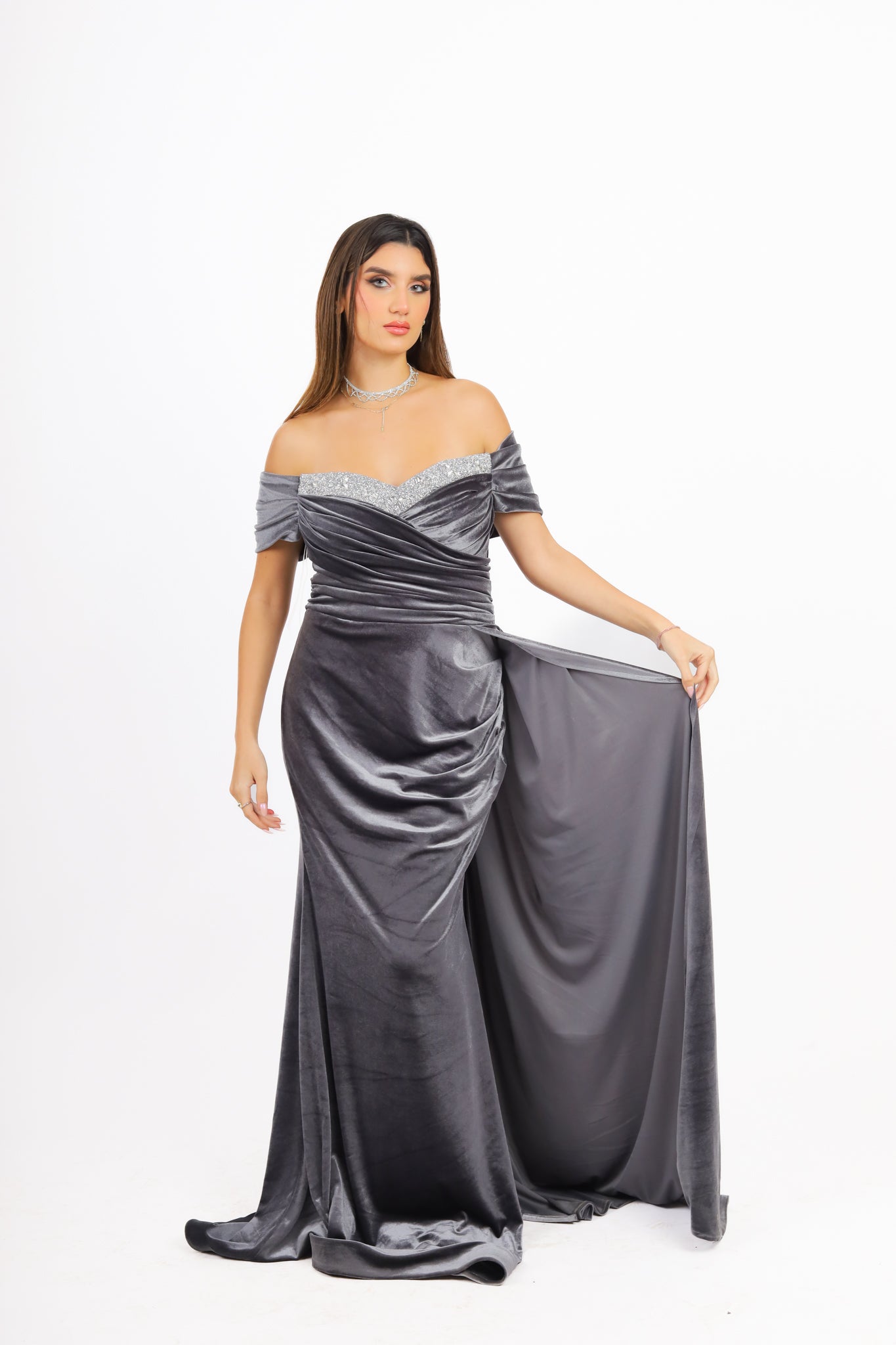 Off Shoulder Velvet Dress