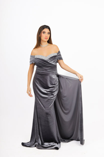 Off Shoulder Velvet Dress