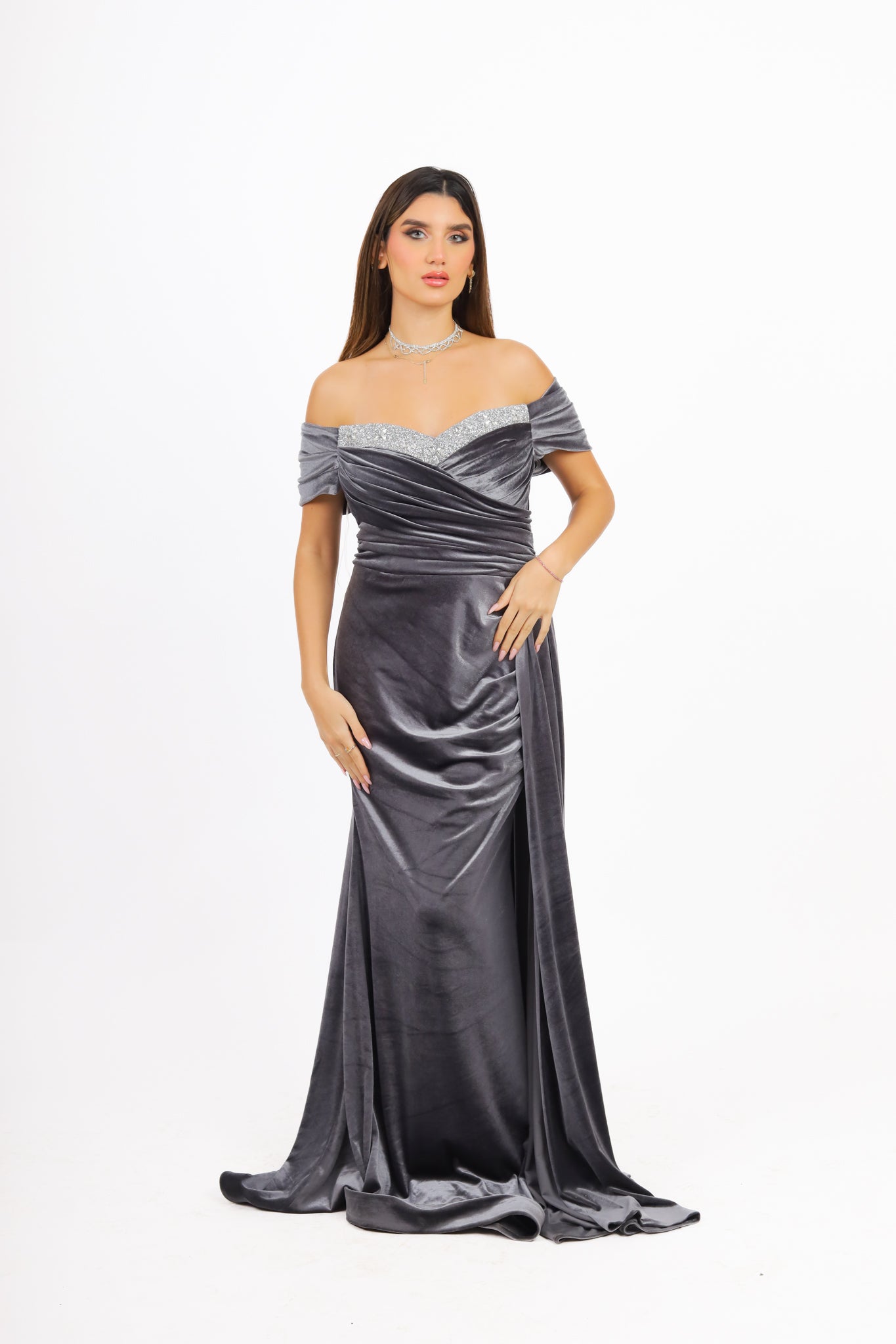 Off Shoulder Velvet Dress