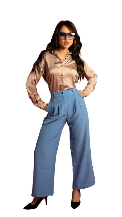 Blue Wide-Leg Crave Pants