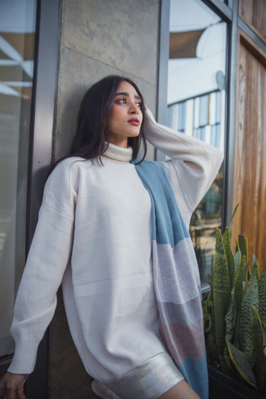 Metallic Sweater with Collar