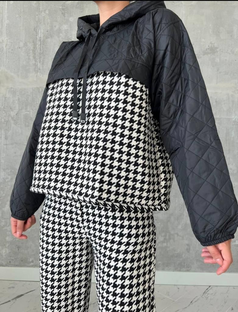 Tweed Sweater with Waterproof Hoodie