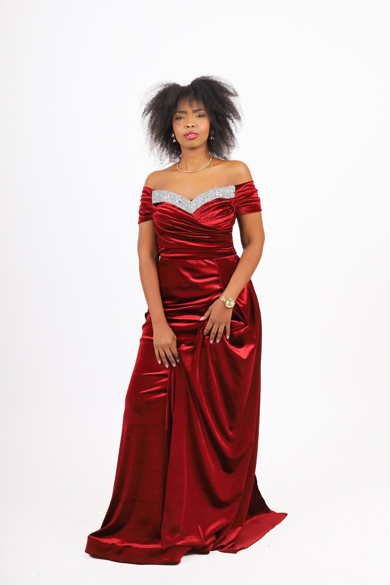 Off Shoulder Velvet Dress