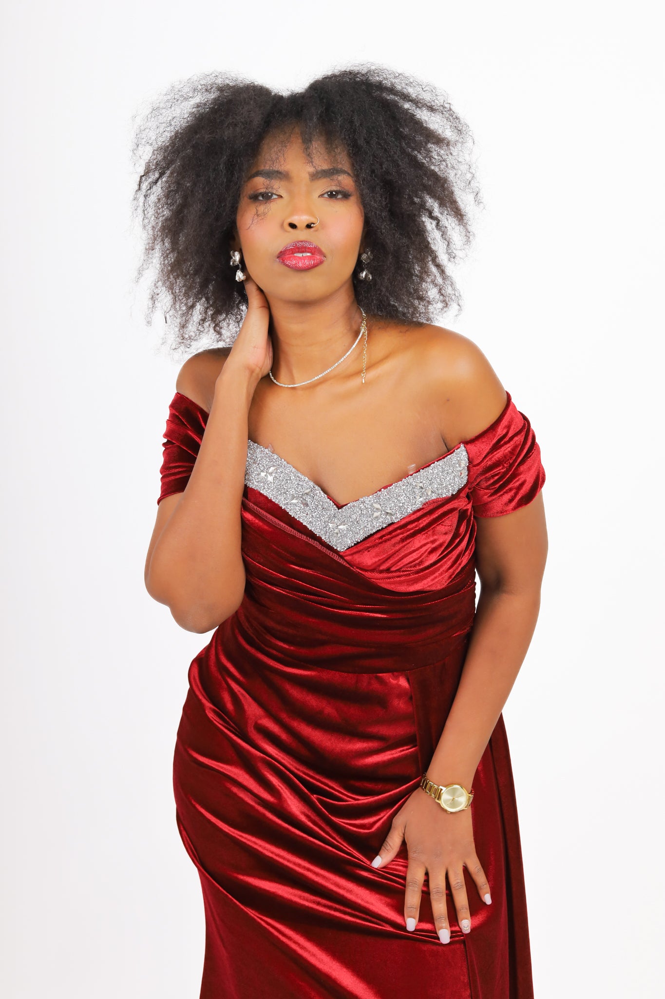 Off Shoulder Velvet Dress