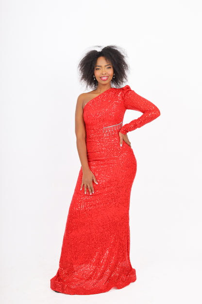 One Shoulder Sequin Dress