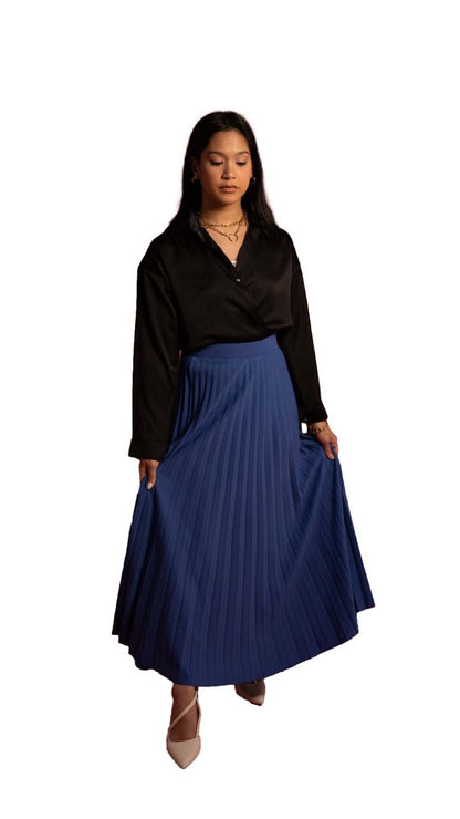 Blue Pleats Skirt Crave