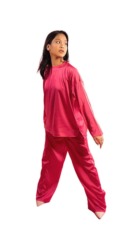 Fuschia Satin Pants