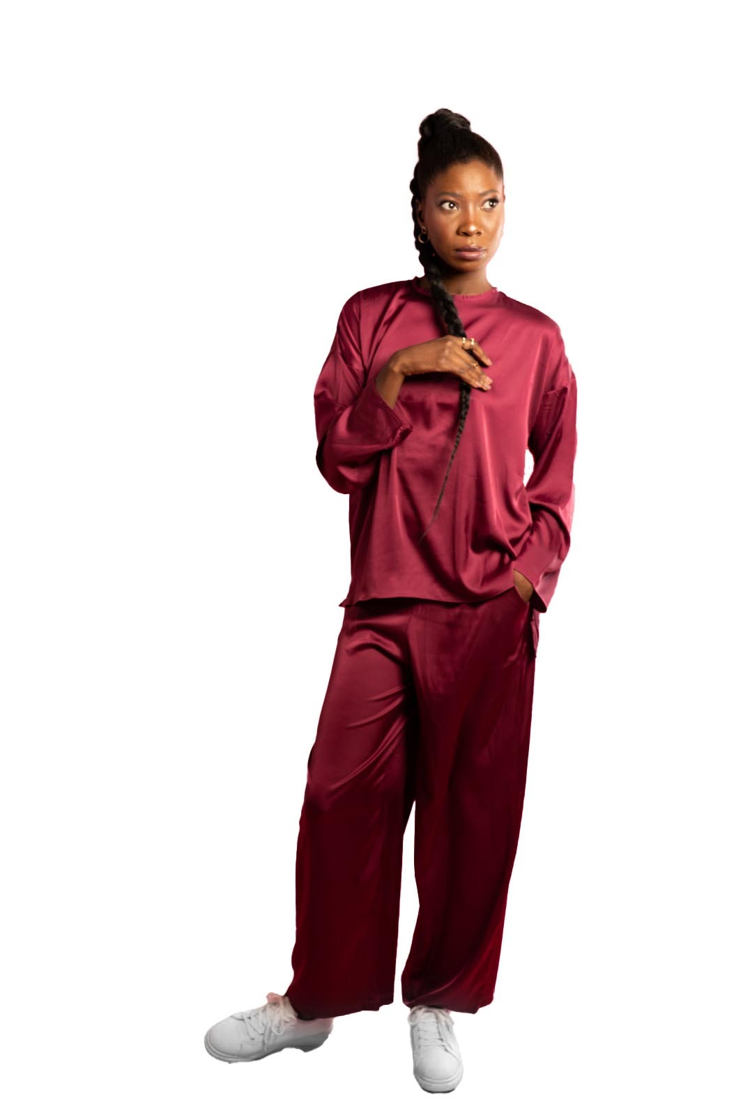 Burgundy Satin Pants