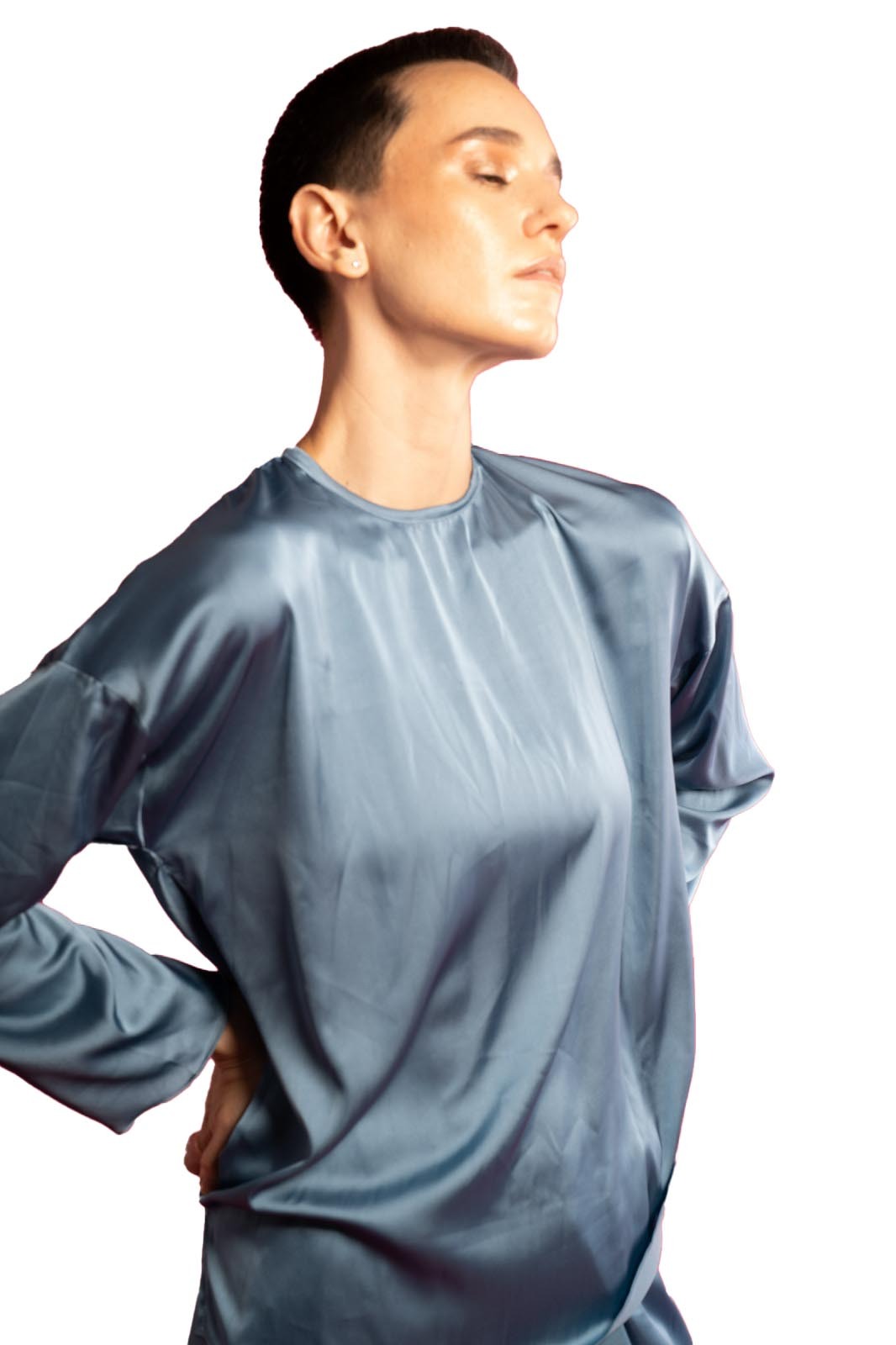 Blue Satin Top