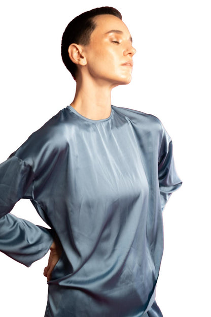 Blue Satin Top
